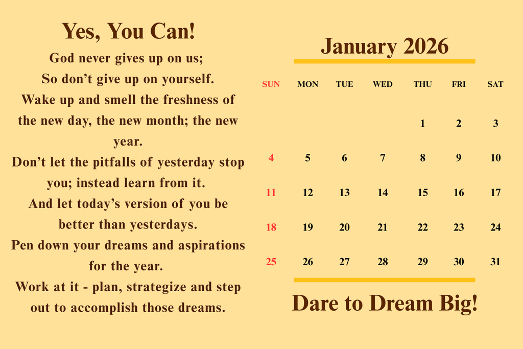 Abba's Motivational Calendar - 2026